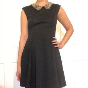 Black dress with beaded Peter Pan collar
